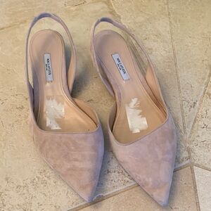 MM Lafleur Women's Slingback Heels in Light Pink Suede
